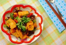 Đậu phụ xào ớt chuông, mộc nhĩ Đậu phụ xào ớt chuông, mộc nhĩ