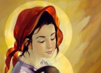 Chùa sử dụng tranh “mẹ bồng con” có phù hợp? anh nd 1 3714