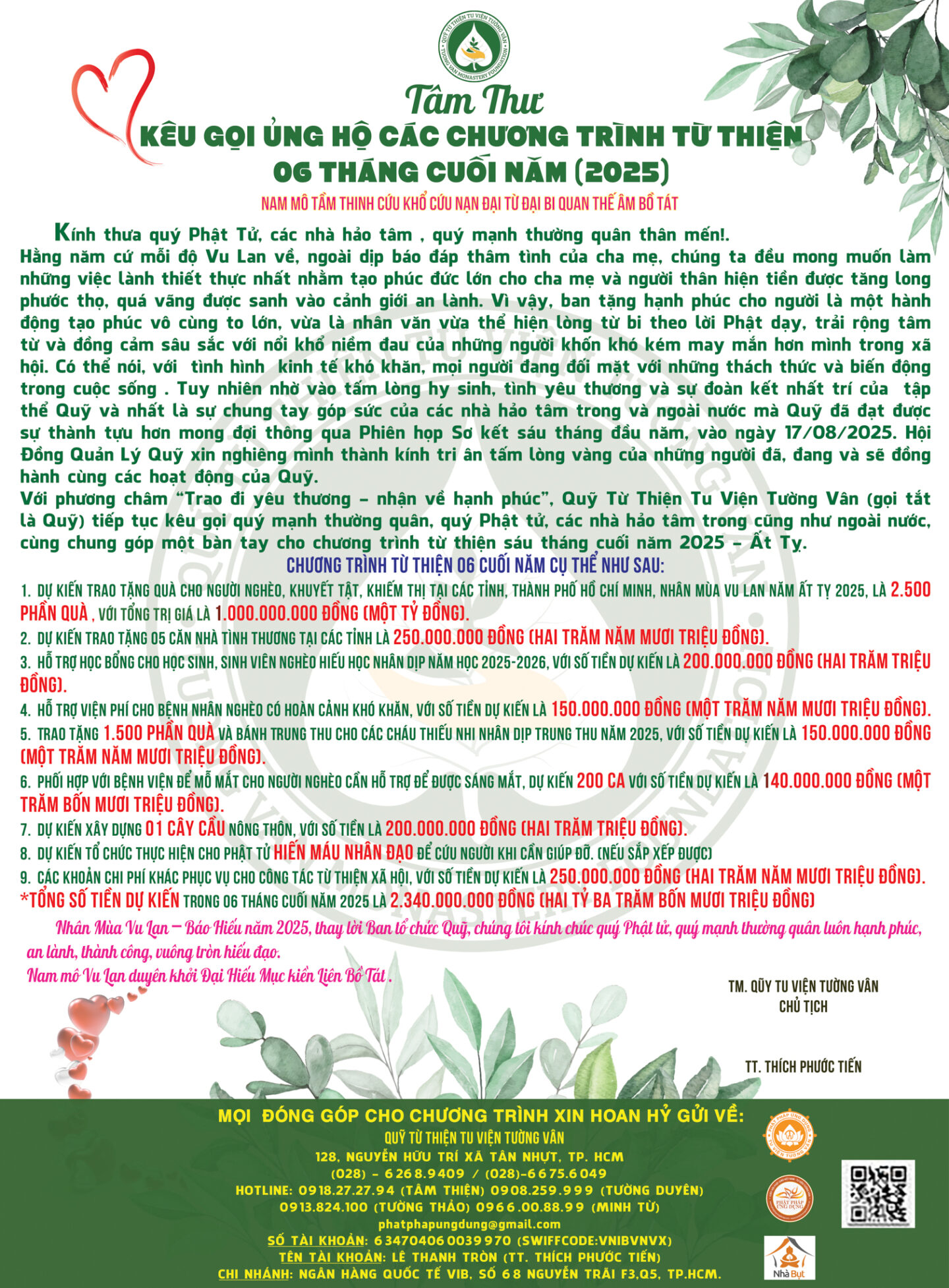 TÂM THƯ 06 THÁNG CUỐI 2025