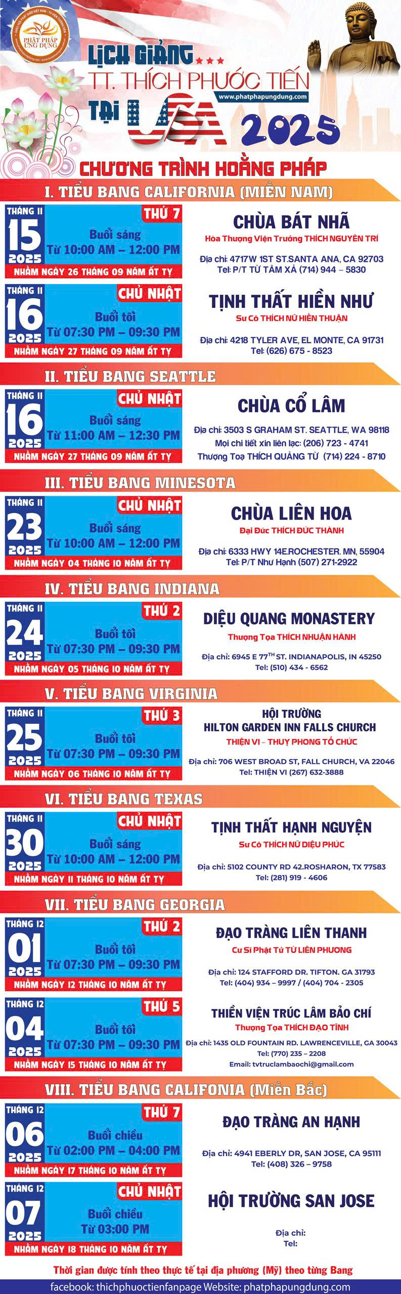 lịch giảng sp ở Mỹ